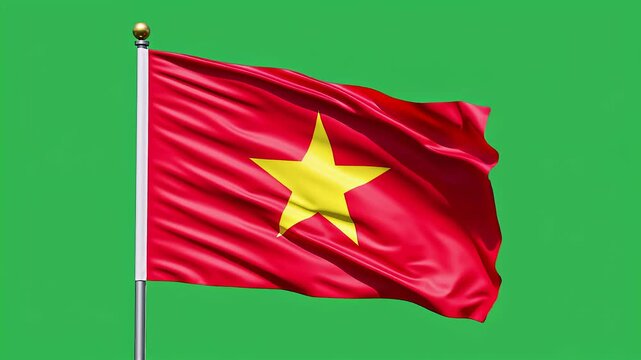Vietnam flag waving green screen