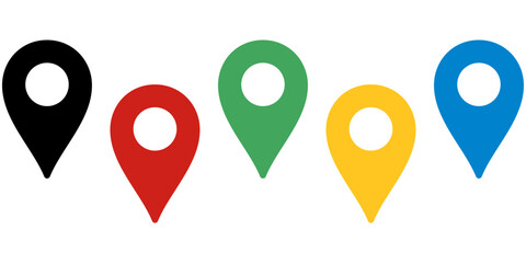 地図　マップ　ピン　現在地　カラフル　セット