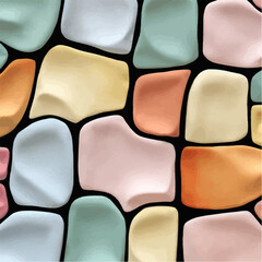 Colorful abstract stones with smooth textures arranged in a pattern on a black background
