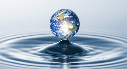 water drop on the globe