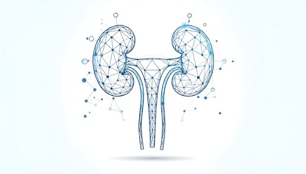 Abstract polygonal representation of a pair of kidneys