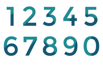 a set of numbers in green and blue