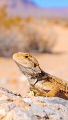 Fototapeta premium Close-up of a desert lizard on rock