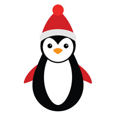 christmas penguin with santa hat