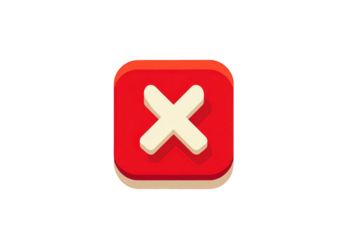 Red Cross Mark on Beige Square Button