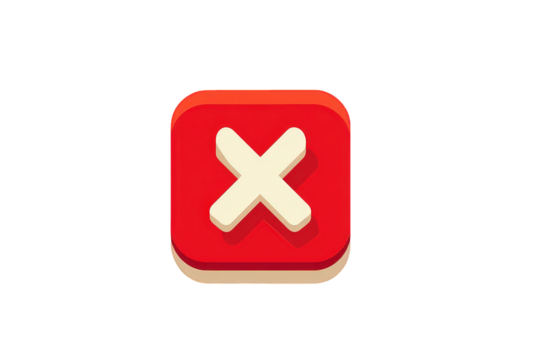 Red Cross Mark on Beige Square Button