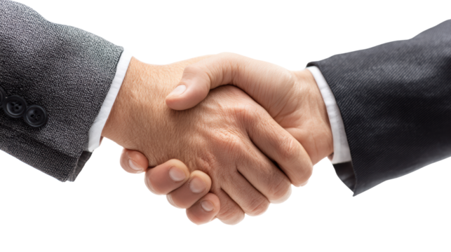 Two hands shaking in agreement, symbolizing partnership and teamwork.