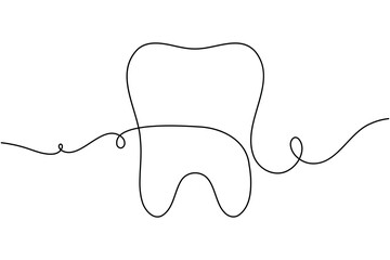 Human dental icon teeth continuous one line drawing minimalist smile healthy vector illustration  