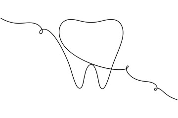 Human dental icon teeth continuous one line drawing minimalist smile healthy vector illustration  