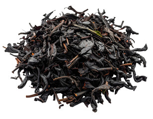 Obraz premium Dark, rich black tea leaves densely clustered