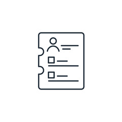 Information document. Personal characteristics, features.Professional qualities and abilities. Vector linear icon illustration isolated on white background.