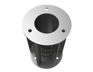 Essential Robust Industrial Fluid Filter for Process Engineering – Durable Metallic Perforated Strainer Component with Flanges on Transparent Background for Heavy Industry Water Purification Systems