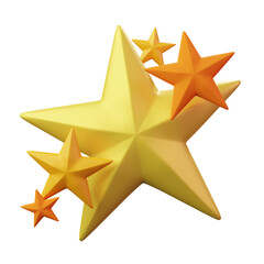 Golden Star Cluster with Smaller Stars in Gradient Lighting on Transparent Background