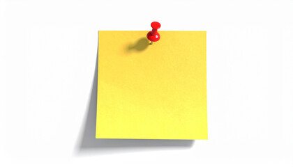 Yellow Note and Red Pin: A vibrant yellow sticky note is pinned securely, capturing attention, ready to hold messages, deadlines, and reminders.