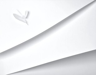 Abstract grayscale image featuring layered, curved paper shapes with a small, central paper cutout resembling a bird