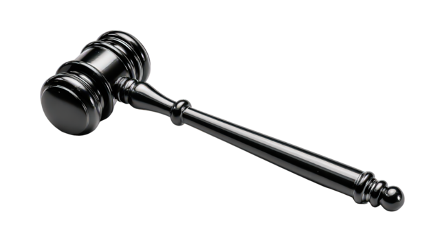 Black Gavel on Transparent Background