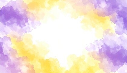 Abstract watercolor frame of pastel yellow and purple