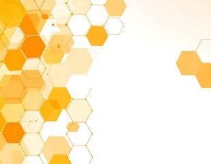 Abstract hexagonal pattern, orange hues on white
