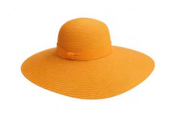 Summer Floppy Hat: A vibrant, wide-brimmed straw hat with a stylish ribbon, ready to provide shade and elegance, perfect for sunny days and beach outings. 