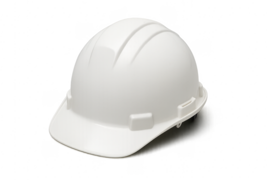 Safety First: A solitary, immaculate safety helmet, an emblem of security, rests in striking isolation, inviting viewers to ponder on protection. 