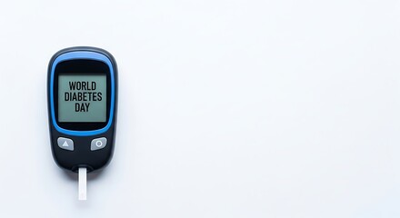 World Diabetes Day Glucometer Display on White Background, Health Awareness