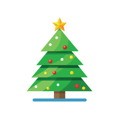 Christmas Tree Icon Vector Illustration – Festive Holiday Decoration