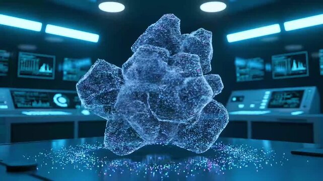 Futuristic Lab with Glowing Crystal