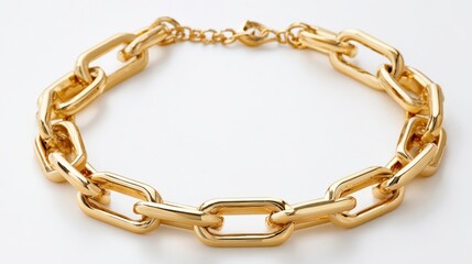 Fototapeta premium Gold chain necklace with bold links isolated on white background, luxury fashion accessory