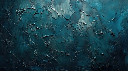Fototapeta premium Abstract teal green blue textured oil painting on canvas