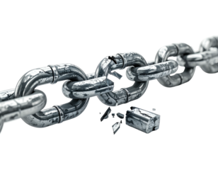 Broken metal chain link