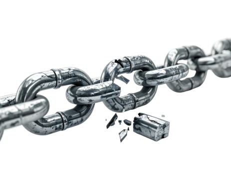 Broken metal chain link