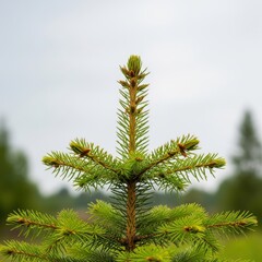 Close-up shot displaying the intricate details of a small fir tree