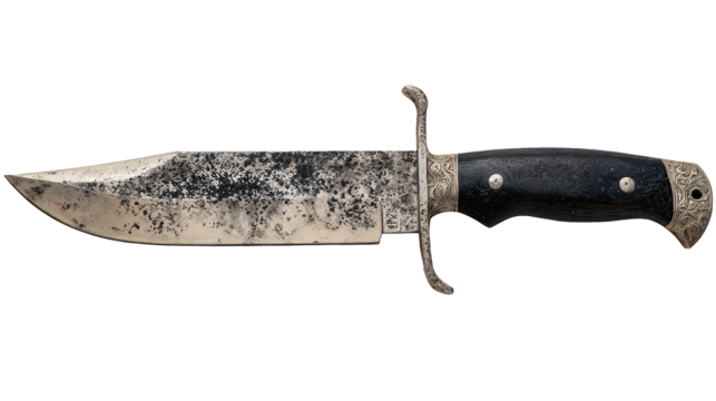 Vintage Knife With Dark Handle