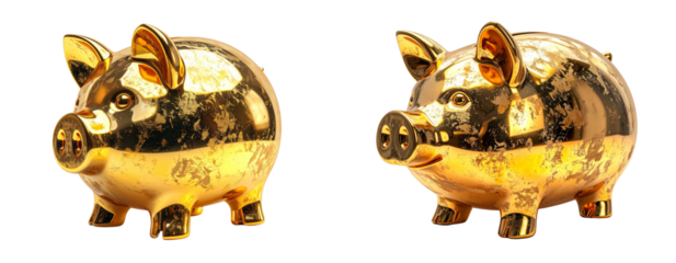  Golden Piggy Bank for Savings Cut Out