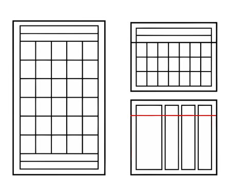 Blank grid templates for planning organization and data tracking
