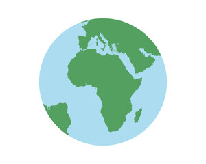 Planet Earth isolated on white background. Clipart of planet with african countries. Vector flat illustration. Africa continent.