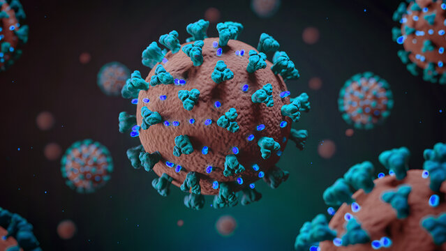 Coronavirus 2019-nCoV. Novel Coronavirus 2019-nCoV. Virus cells in blood. 3d render