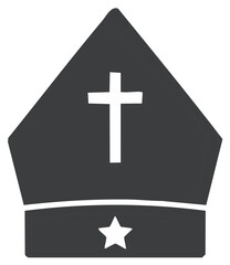Fototapeta premium Mitre Hat Graphic Element of Religious Christian Clergy Featuring a Cross and a Star Symbol