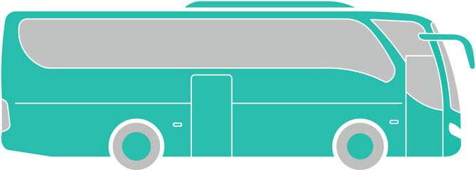 Fototapeta premium Teal and gray stylized bus graphic with white outlines and rounded edges vehicle transportation
