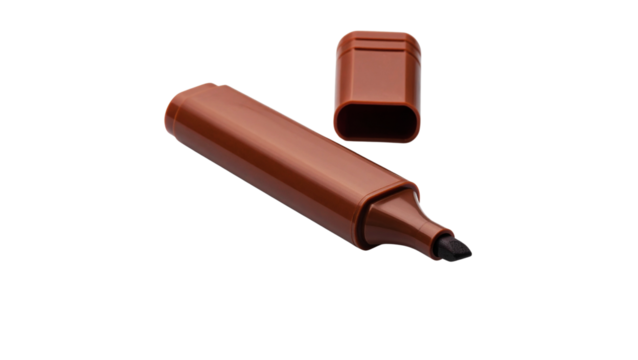 Brown marker pen, ideal for highlighting text and designing in the office or school.