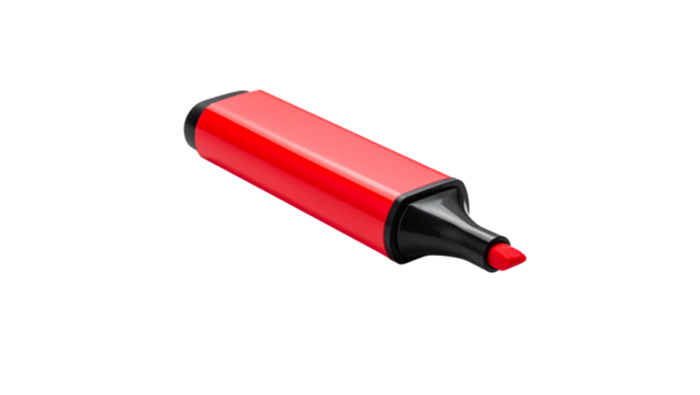 Red highlighter marker pen, an essential office tool for clear drawing and writing