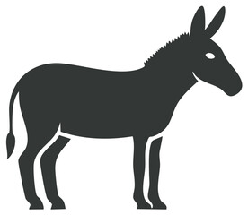 Fototapeta premium A dark gray silhouette of a donkey standing profile view with its ears pointed upwards