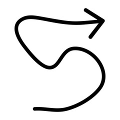 Hand drawn arrow icon vector. Direction illustration sign, Handmade. Pointer symbol or logo.