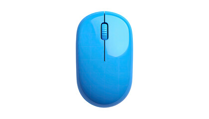 Vivid blue computer mouse isolated on black background; clean, modern design