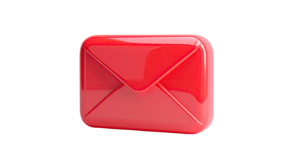 Shiny, 3D red envelope illustration, floating against a solid black background