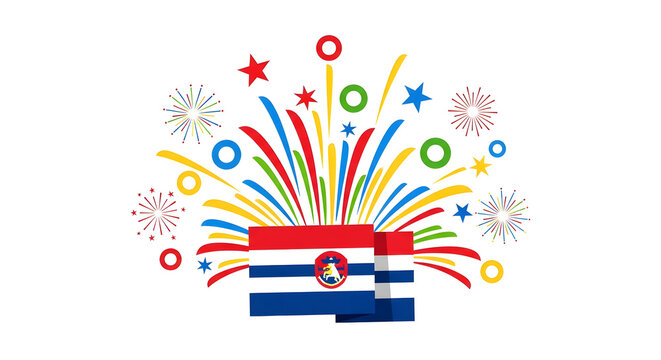 Paraguay flag with festive fireworks celebration.