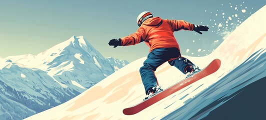 Person snowboarding down snowy mountain (2)