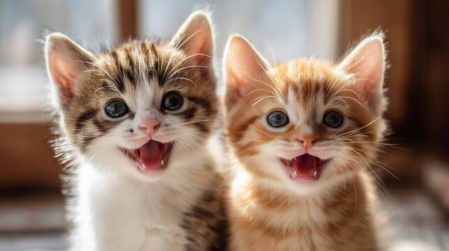 仲良し子猫のかわいいツーショット