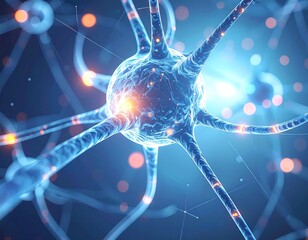 Detailed neuron, glowing network