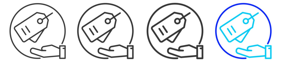 Brand Ownership Icon Set Collection in Creative Outline Style for Business Featuring Multiple Thickness Variations Perfect for Franchise Legal Documents Permits and Compliance